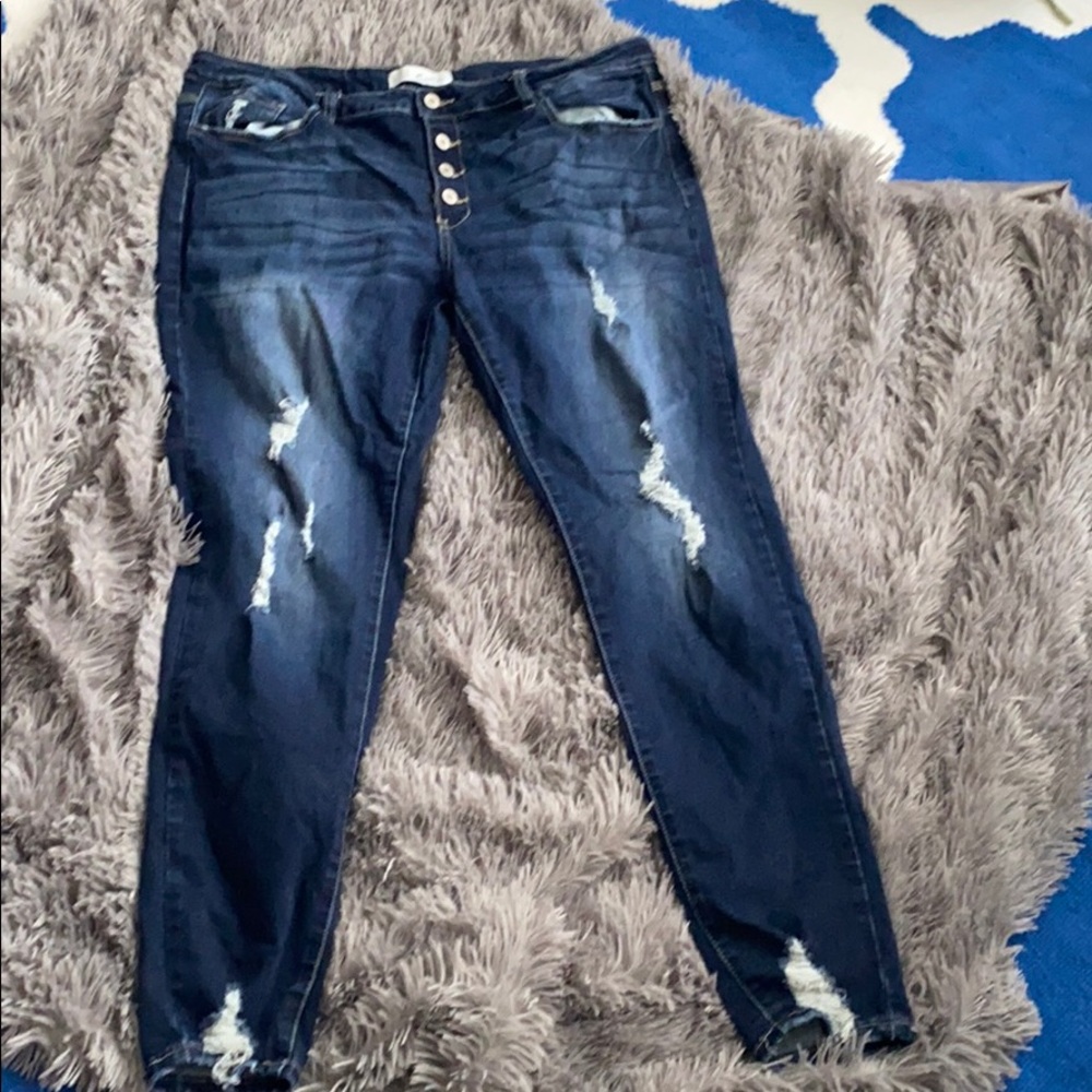 Kancan curvy collection skinny button jeans